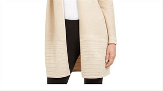 Alfani Women's Metallic Open Front Cardigan Beige Size Small