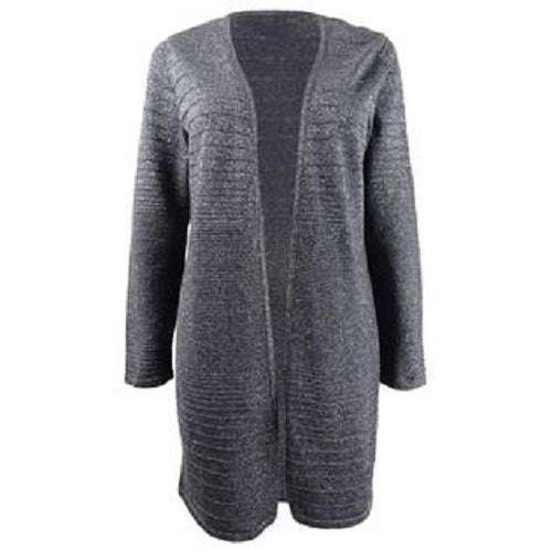 Alfani Women's Metallic Open-Front Cardigan Gray Size Large