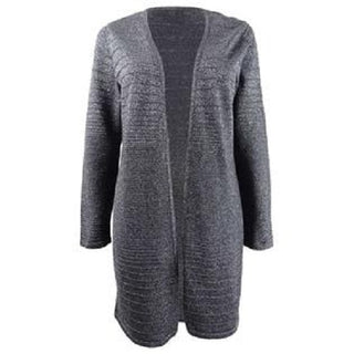 Alfani Women's Metallic Open-Front Cardigan Gray Size Large
