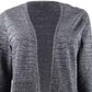 Alfani Women's Metallic Open-Front Cardigan Gray Size Large