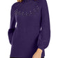 Alfani Women's Embellished Mock-Neck Sweater Purple Size Large