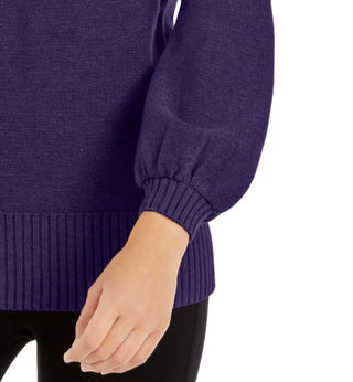Alfani Women's Embellished Mock-Neck Sweater Purple Size Large