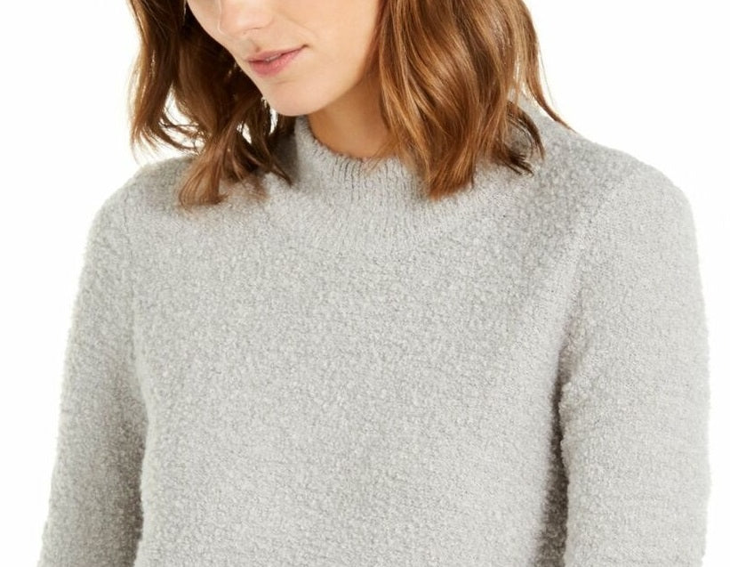 Alfani Women's Mock-Neck Boucle Sweater Gray Size Medium
