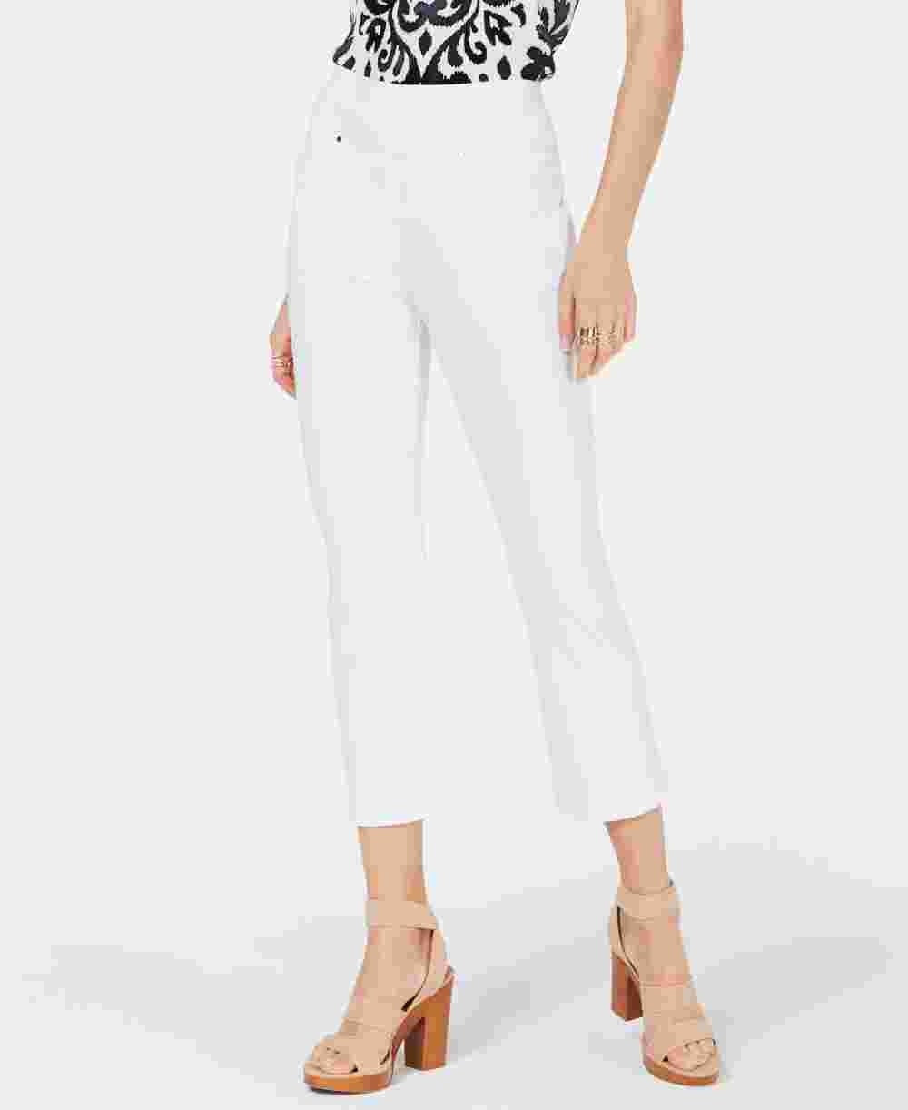 INC International Concepts Women's Cropped Skinny Pants White Size 16