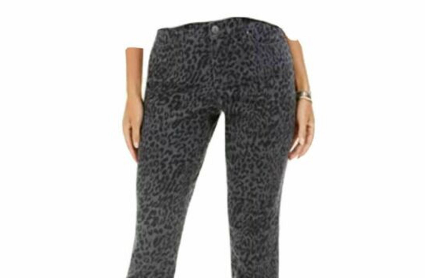 Style & Co Women's Curvy-Fit Skinny Printed Jeans Gray Size 16