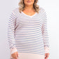Maison Jules Women's Skinny-Striped Pullover Sweater Pink Size X-Large