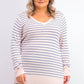 Maison Jules Women's Skinny-Striped Pullover Sweater Pink Size X-Small