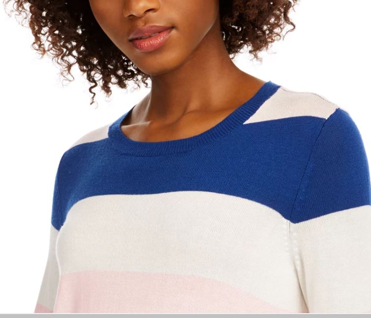 Maison Jules Women's Striped Sweater Blue Size Small