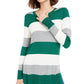 Maison Jules Women's Color Block Long Sleeve Jewel Neck T-Shirt Sweater Green Size Small