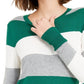 Maison Jules Women's Color Block Long Sleeve Jewel Neck T-Shirt Sweater Green Size Small