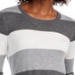 Maison Jules Women's Striped Sweater Grey Size Medium