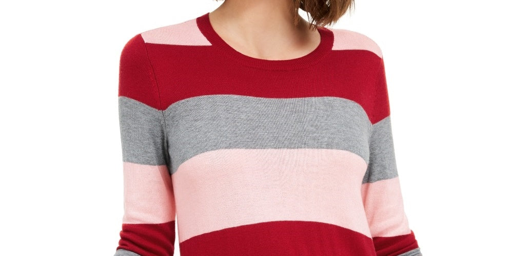 Maison Jules Women's Striped Sweater Red Size X-Large