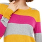 Maison Jules Women's Color Block Long Sleeve Jewel Neck T-Shirt Sweater Yellow Size Large