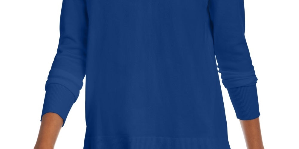 Maison Jules Women's V Neck Sweater Blue Size Large