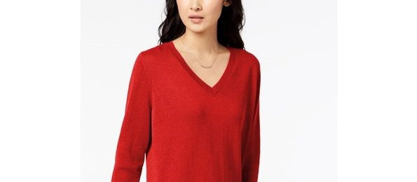 Maison Jules Women's V Neck Sweater Wine Size X-Small