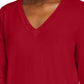 Maison Jules Women's V Neck Sweater Red Size Extra Small
