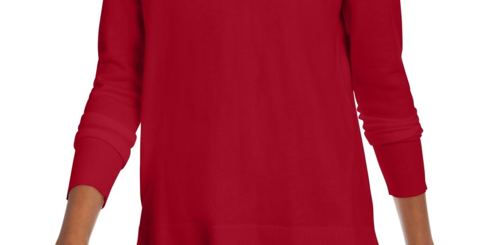 Maison Jules Women's V Neck Sweater Red Size Extra Small