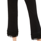 INC International Concepts Women's Fringe Hem Straight Leg Ankle Jeans Black Size 6