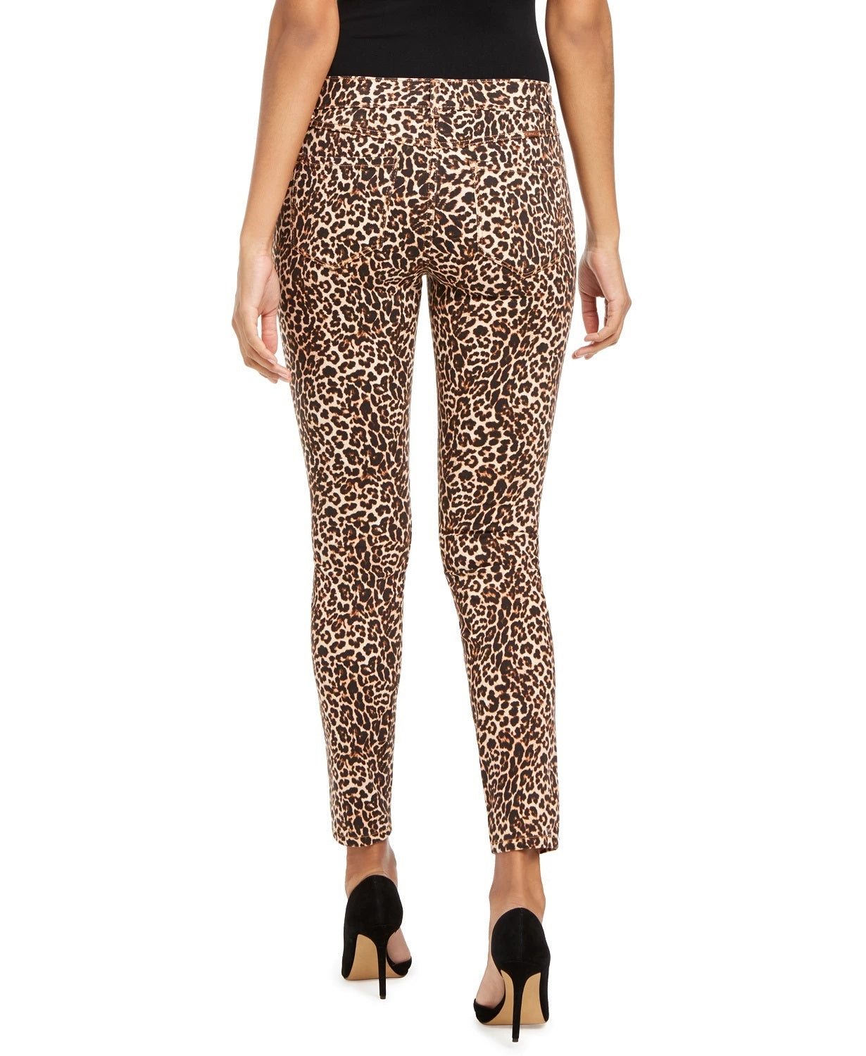 INC International Concepts Women's Incessential Leopard-Print Curvy-Fit Skinny Jeans Brown Size 4