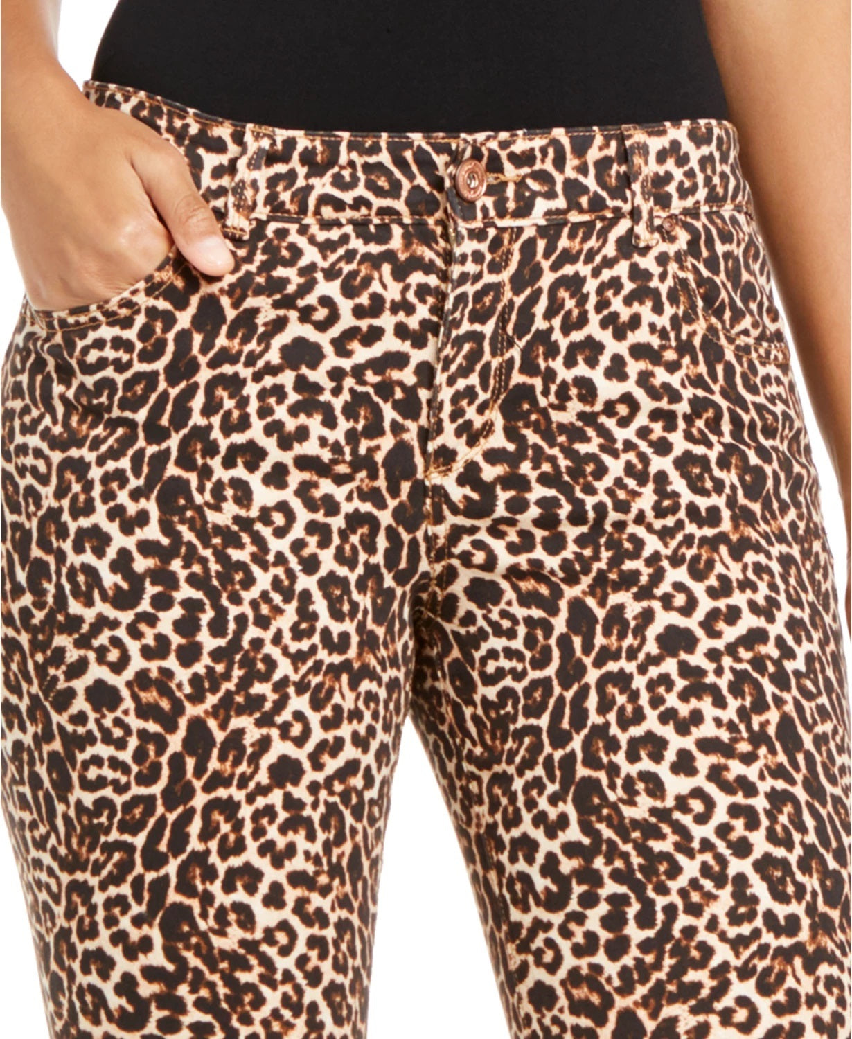 INC International Concepts Women's Incessential Leopard-Print Curvy-Fit Skinny Jeans Brown Size 4