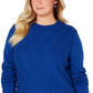 Karen Scott Women's Beaded Cable Mock Neck Sweater Bright Blue Size Extra Large