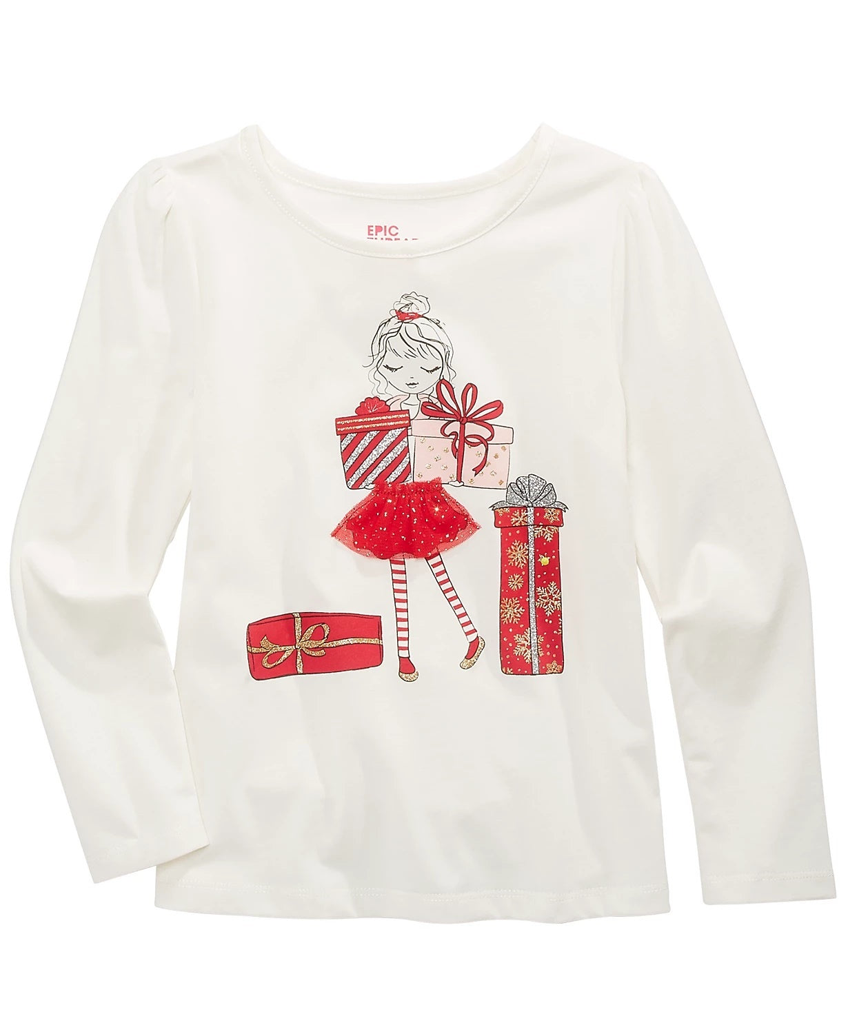 Epic Threads Toddler Girl's With Gifts T-Shirt White Size 4T