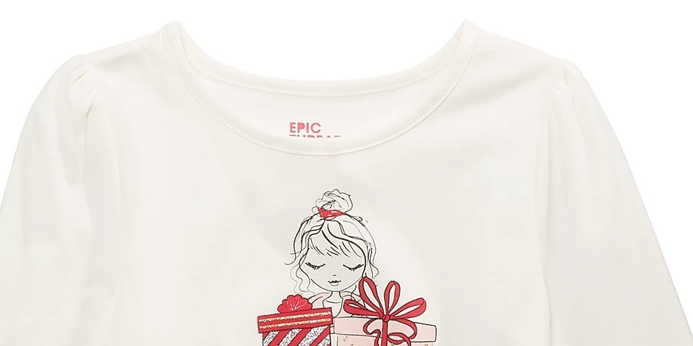 Epic Threads Toddler Girl's With Gifts T-Shirt White Size 4T