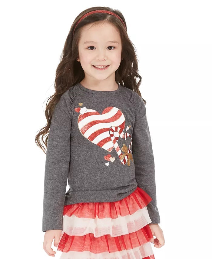 Epic Threads Toddler Girl's Candy Heart T-Shirt Dark Gray Size 2T