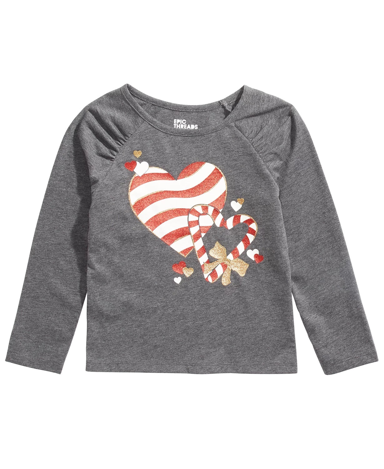 Epic Threads Toddler Girl's Candy Heart T-Shirt Dark Gray Size 2T