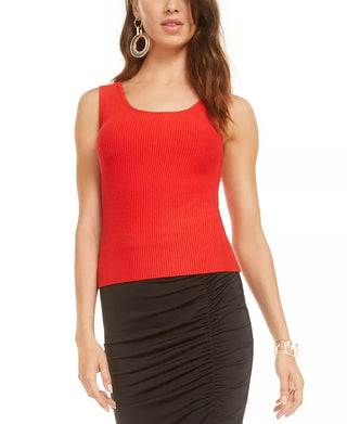 Bar III Women's Scoop Neck Sweater Tank Top Red Size Medium