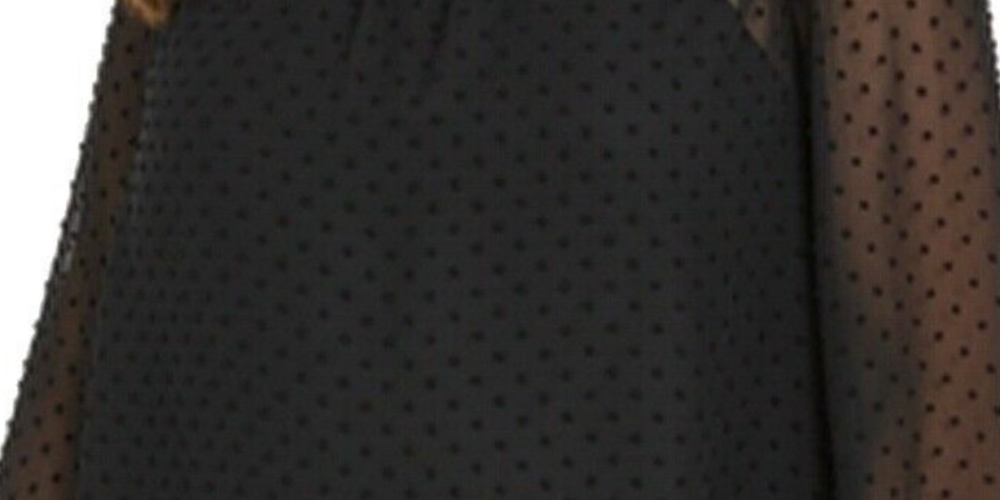 Style & Co Women's Plus Swiss Dot Velvet Yoke Top Black Size 0X