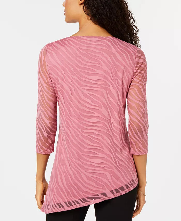 JM Collection Women's Burnout Tunic Pink Size Large