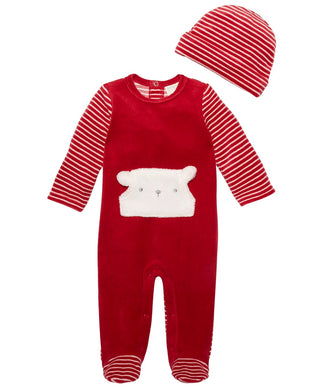 First Impressions Baby Boys 2-Pc. Hat & Footed Striped Coverall Set Red Size 6-9MOS