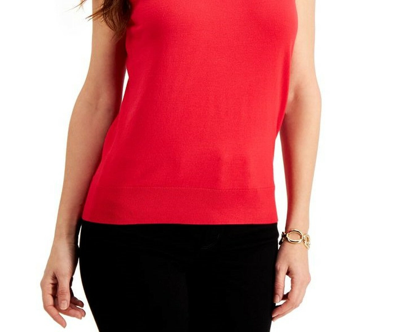 Charter Club Women's Sleeveless Crew Neck Sweater Red Size Large