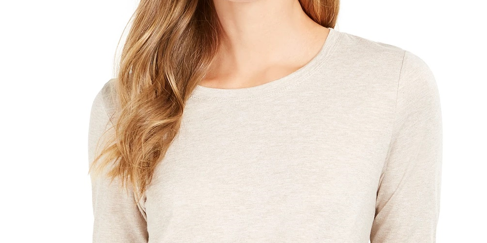 Style & Co Women's Speckled Shimmer Top Beige Size X-Large