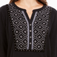 Style & Co Women's Printed Roll Tab Sleeve Top Black Size Petite Large