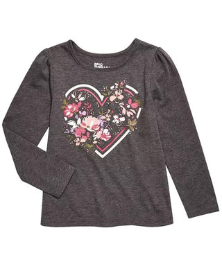 Epic Threads Toddler Girl's Heart Flower T-Shirt Gray Size 2T