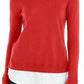 Maison Jules Women's Scalloped-Neck Layered-Look Sweater Bright Red Size Large