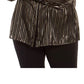 Alfani Women's Plus Size Striped Split-Neck Top Black Size 1X
