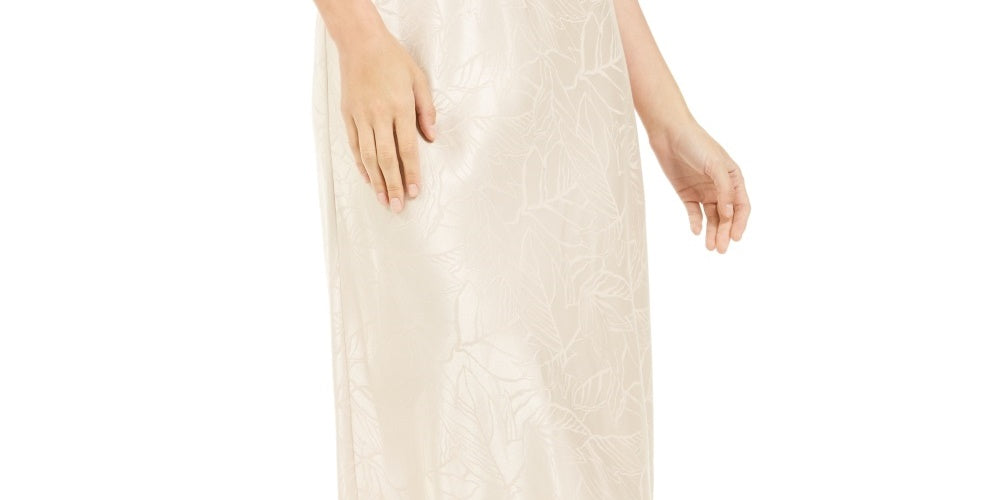 Alfani Women's Satin Jacquard Midi Skirt Beige Size 14