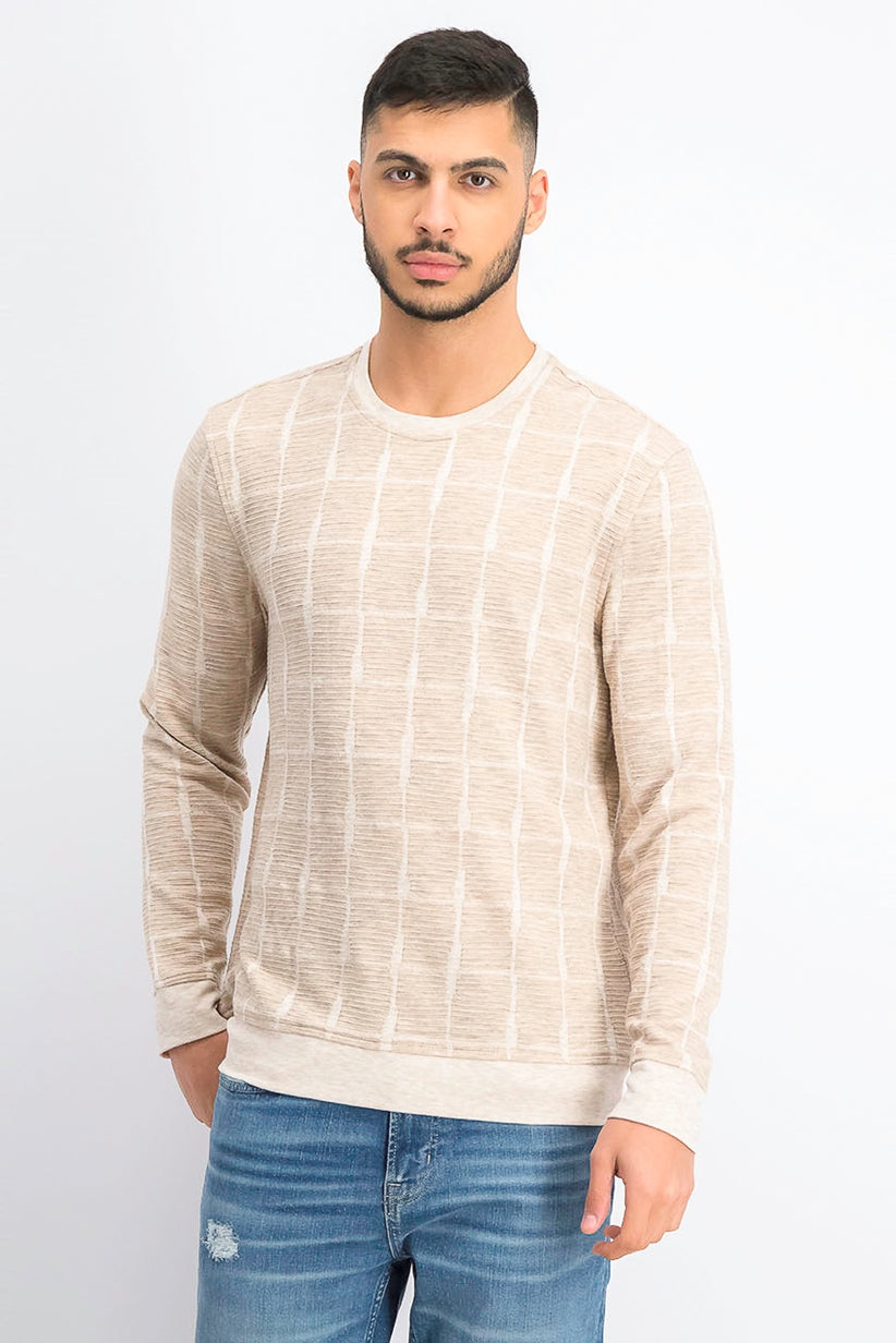Alfani Men's Jacquard Grid Sweatshirt Brown Size XX-Large