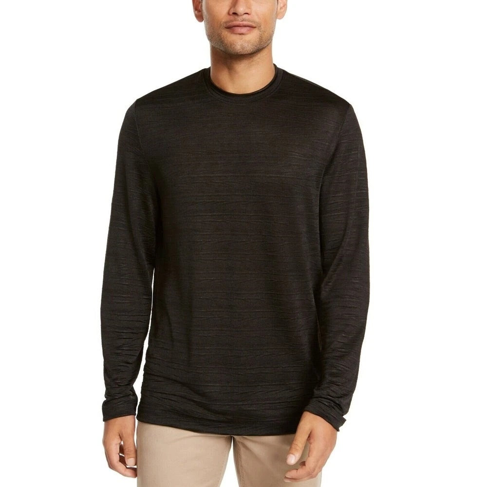 Alfani Men's Crinkle Textured T-Shirt Black Size XX-Large