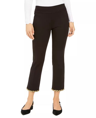 Alfani Women's Embellished-Hem Ankle Skinny Pants Black Size 16