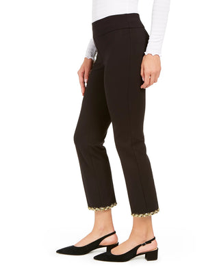Alfani Women's Embellished-Hem Ankle Skinny Pants Black Size 16