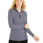 Charter Club Women's Printed Half-Zip Top Blue Size X-Small