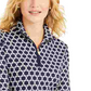 Charter Club Women's Printed Half-Zip Top Blue Size X-Small