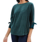 Charter Club Women's Velvet Tie Sleeve Top Green Size XX-Large