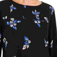 Charter Club Women's Floral Pintucked Top Black Size Petite X-Large