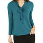 Charter Club Women's Woven Tie Top Dark Green Size Large