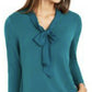 Charter Club Women's Woven Tie Top Dark Green Size Large